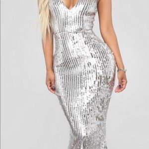 Silver /Blush sequin dress